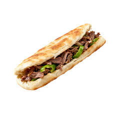 [Transparent Background PNG]A delicious Chinese food sandwich with shredded meat and green peppers