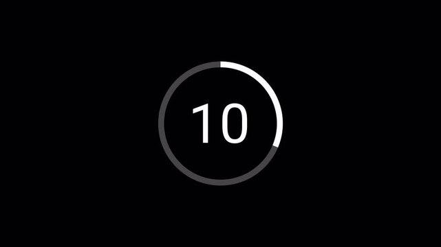 15 second countdown with circle animation . 15 second to 0 second on transparent background, fifteen second countdown timer with alpha channel.
