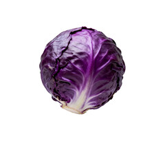 [Transparent Background PNG]A fresh and vibrant purple cabbage with crisp leaves