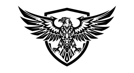 Fototapeta premium Elegant black eagle emblem with shield logo design