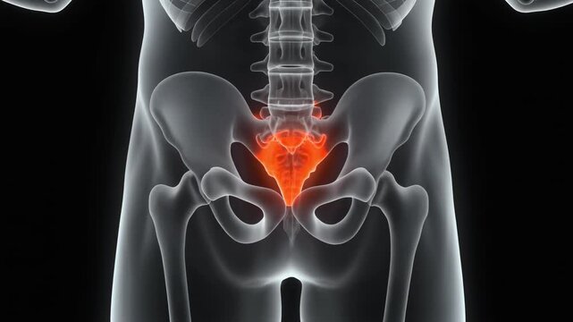Medical X-Ray Style of Male Pelvis &ndash; Frontal View with Realistic Pelvic Bones Anatomy