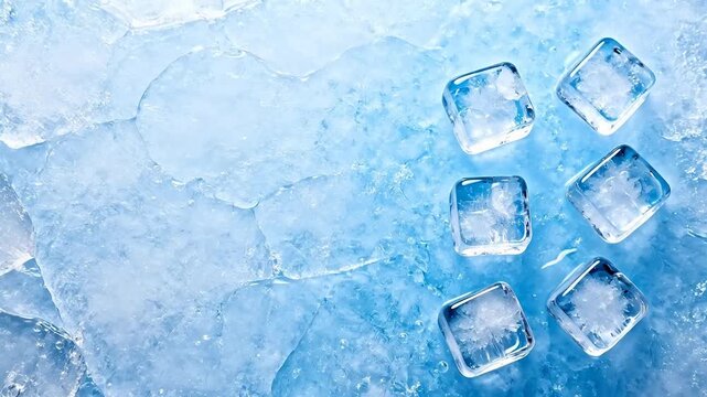 Ice cubes on frozen surface