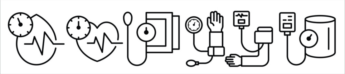  blood pressure measurement icon set