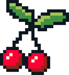 Pixel art cherries illustration 
