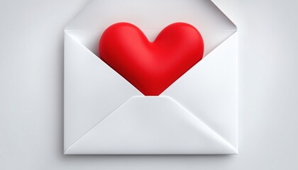 Red Heart Emerging From White Envelope: Art Created For Valentine'S Day Greetings On Various Media Platforms Such As Cards, Posters, And Brochures