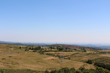 Rural Panorama with Farms and Power Lines July 2024 Agricultural scenery