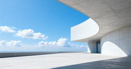 Obraz premium Minimalist Concrete Building by the Sea