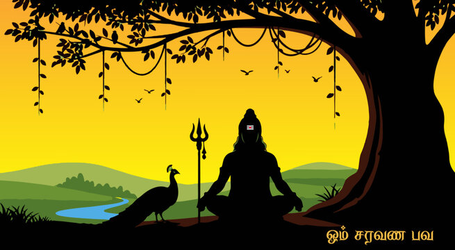 Murugan Colorful Vector Art Tamil
