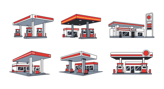 Gas Station Line creative modern abstract illustration