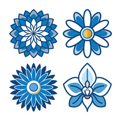 Fototapeta premium Floral Collection Featuring Blue Lotus Blossom Designs, Decorative Flower Elements For Creative Projects