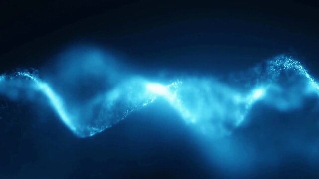 Quantum Wave Function Visualization &ndash; Flowing Blue Particle Stream Representing Probability & Superposition