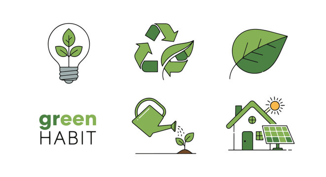 Green Habit Line art creative modern style illustration