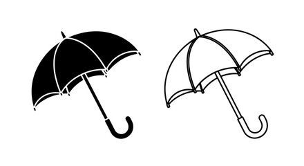 Two umbrellas, one black, one white, minimalist design, vector illustration Vector
