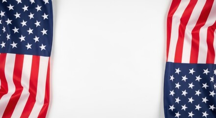 Obraz premium American flag draped on a white background, symbolic of patriotism and freedom