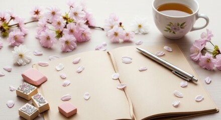 cup of coffee and pink rose