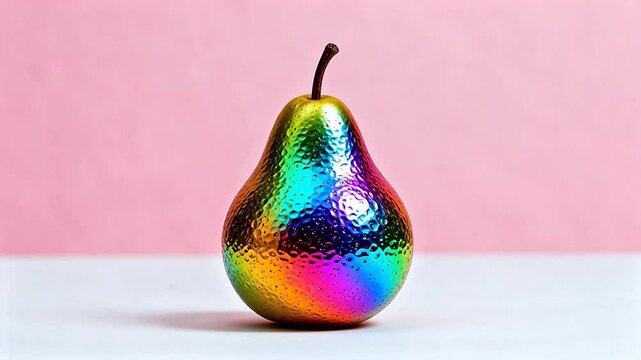 Colorful pear with metallic texture