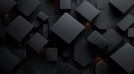 Obraz premium Modern dark geometric pattern with floating black squares