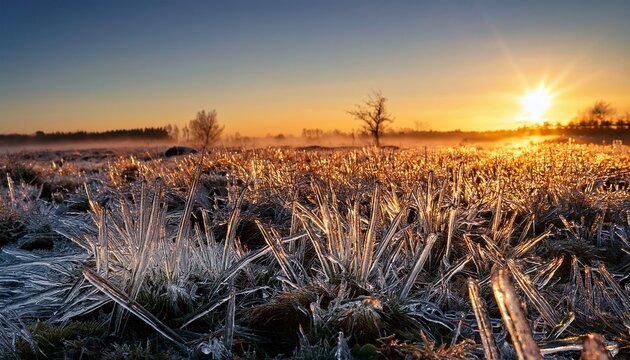 sunrise over a field of icy penitentes