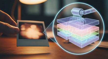 Innovative Micro-Needle Roller System Applying Serum on Skin Layers, Close-up of Futuristic Skincare Technology