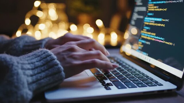 Coding on a Laptop - A Close-Up View.