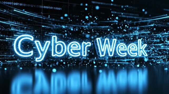 Cyber Week Neon Sign - Futuristic Digital Technology Concept.