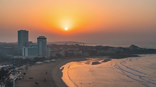 Aoshima Beach Sunset - Coastal Town with Ocean Waves