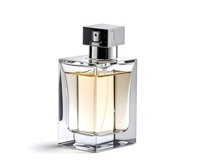 Elegant perfume bottle isolated on white