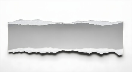 Fototapeta premium Torn paper edge with rough gray background texture and white ripped fragments visible clearly