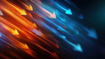 Data transfer concept with opposing orange blue arrows