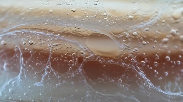 Abstract macro shot of oil and water creating bubbles and sinuous lines