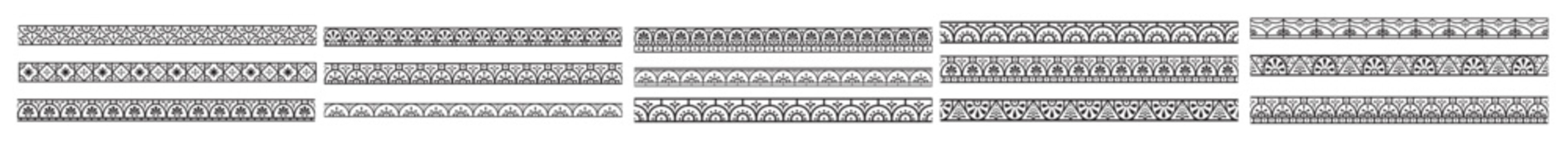 Set of decorative seamless ornamental border - Vector