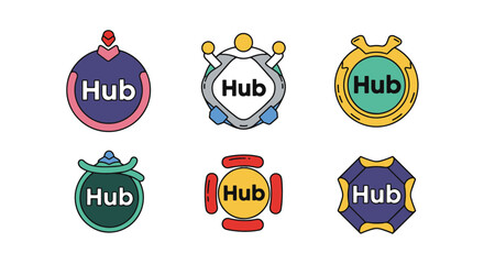 Obraz premium Hub Line art vector creative color design