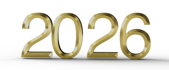 Luxurious golden 2026 design on white. Perfect for new year greetings, event promotions, and business presentations. Hap © vegefox.com