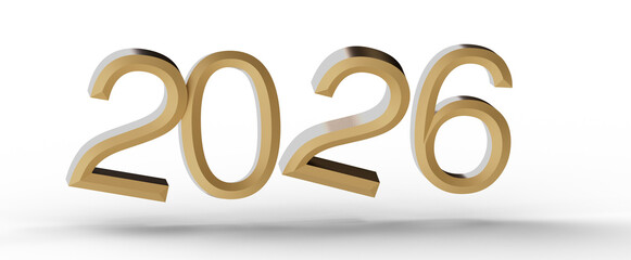 Elegant 3D rendering of the year 2026. Perfect for New Year's greetings, futuristic themes, and event promotion. Great f © vegefox.com