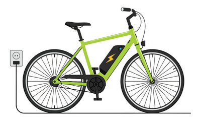 Fototapeta premium Electric Bicycle Charging with Wall Outlet Connection
