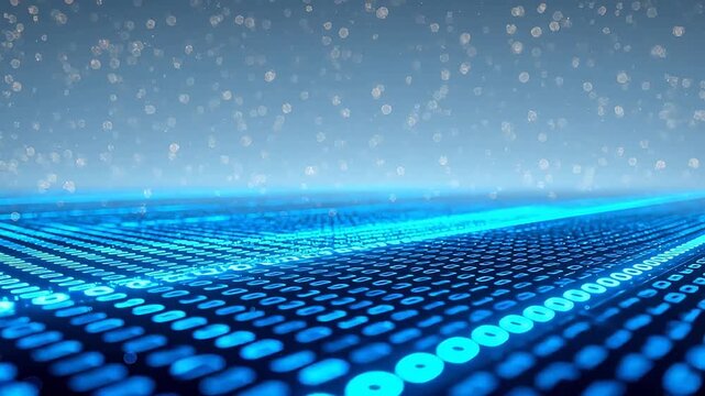 Digital binary code pattern in blue