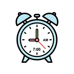 Simple Cartoon Alarm Clock at 7 AM.