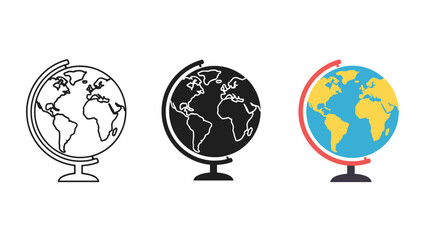 Three colorful globe illustrations on stands Vector © PixelNest 
