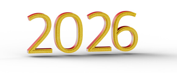 Abstract 3D illustration of the year 2026. Perfect for new year greetings, financial reports, or futuristic concepts. © vegefox.com