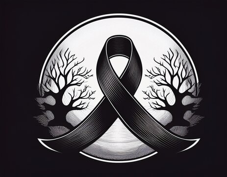 black ribbon luto sign for mourning tribute