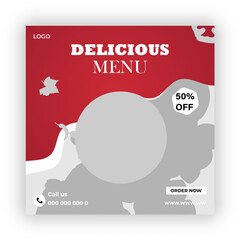 Delicious food menu and restaurant social media banner template
