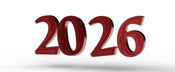 3D rendered illustration of the year 2026. Perfect for New Year's greetings, holiday designs, and future-oriented concep © vegefox.com