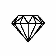 Elegant black outline diamond icon. Simple vector illustration of a precious gemstone or jewel symbol on a white background.