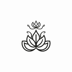 Obraz premium Elegant stylized lotus flower line art illustration, symbolizing purity, spirituality, yoga, meditation, and wellness. Minimalist vector design.