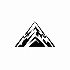 Sharp Alpine Peaks Black and White Vector Illustration for Nature, Adventure, and Outdoor Wilderness