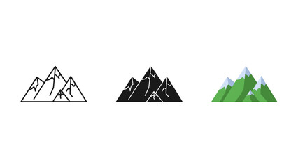 Three mountain illustrations in different styles Vector