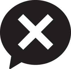 Fototapeta premium Black speech bubble with white cross icon