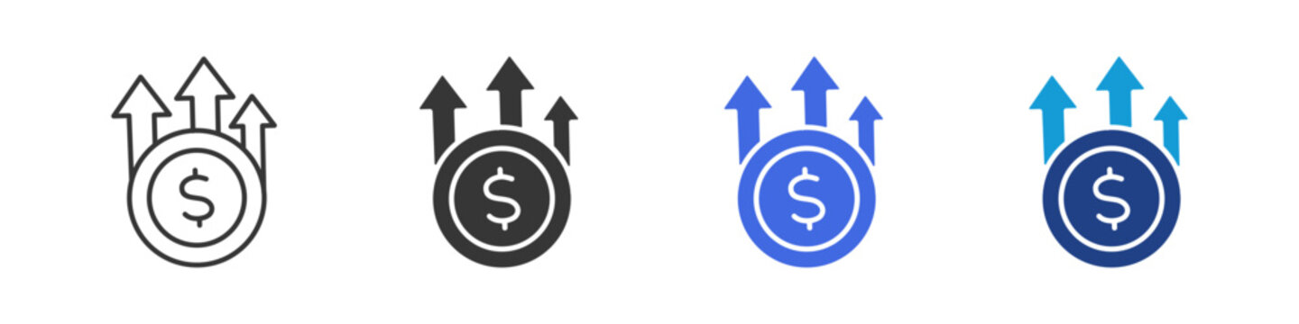 cost icon set multiple style collection	
