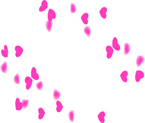 Magenta pink hearts background, flying hearts border pattern greeting card invitation header white banner decoration design, pink hearts on transparent background