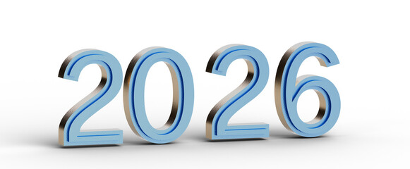 3D illustration of the year 2026. Perfect for new year greetings, business promotions, and future planning. © vegefox.com